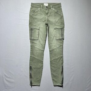 L'AGENCE Montgomery Skinny Green Cargo‎ Pants Women's 23 Ankle Zip Low Rise